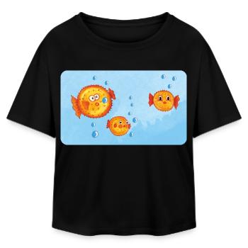 Poissons - Drôle de poisson-globe orange avec des bulles d’air - T-shirt femme coupe décontractée en coton modal Stanley/Stella - noir - Devant - AI Model Female 172 light (172cm)