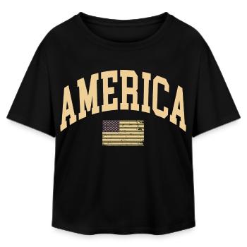 America Camouflage Flag - Relaxed Fit Women's Modal Cotton T-Shirt by Stanley/Stella - black - Front - AI Model Female 172 light (172cm)