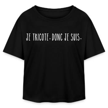 Je Tricote Donc Je Suis - Humour Passion Tricot - T-shirt femme coupe décontractée en coton modal Stanley/Stella - noir - Devant - AI Model Female 172 light (172cm)