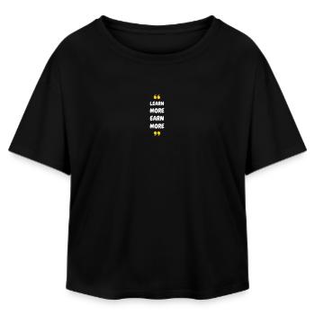 Learn More Earn More - Relaxed Fit Women's Modal Cotton T-Shirt by Stanley/Stella - black - Front - AI Model Female 172 light (172cm)