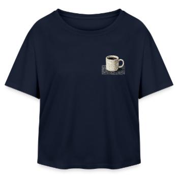 Bestickte Tasse Filterkaffee, langsamer Kaffee (gedruckt) - Relaxed Fit Frauen Modal Cotton T-Shirt von Stanley/Stella - Navy - Vorne - AI Model Female 172 light (172cm)