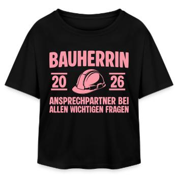 Hausbau Ansprechpartnerin Bauherrin 2026 - Relaxed Fit Frauen Modal Cotton T-Shirt von Stanley/Stella - Schwarz - Vorne - AI Model Female 172 light (172cm)