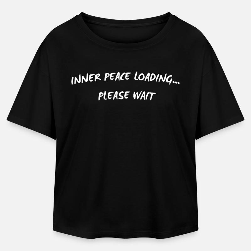 Inner Peace Loading - Citation drôle de pleine conscience - T-shirt femme coupe décontractée en coton modal Stanley/Stella - noir