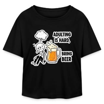 Erwachsensein ist schwer Bier hilft - Relaxed Fit Frauen Modal Cotton T-Shirt von Stanley/Stella - Schwarz - Vorne - AI Model Female 172 light (172cm)