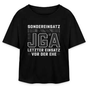  Sondereinsatz JGA – Letzter Einsatz vor der Ehe - Relaxed Fit Frauen Modal Cotton T-Shirt von Stanley/Stella - Schwarz - Vorne - AI Model Female 172 light (172cm)