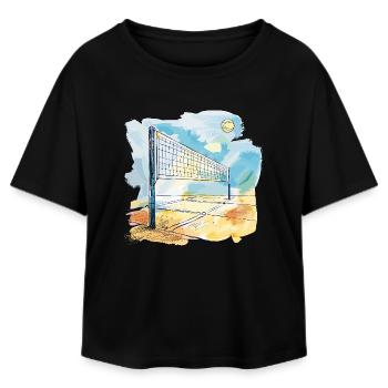 Terrain de volley-ball - T-shirt femme coupe décontractée en coton modal Stanley/Stella - noir - Devant - AI Model Female 172 light (172cm)