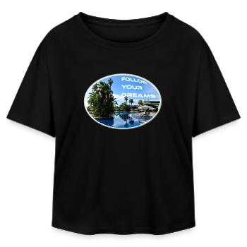Rêves Vacances Suivre Soleil Plage Palmiers - T-shirt femme coupe décontractée en coton modal Stanley/Stella - noir - Devant - AI Model Female 172 light (172cm)