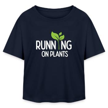 Running On Plants - Relaxed Fit Women's Modal Cotton T-Shirt by Stanley/Stella - navy - Front - AI Model Female 172 light (172cm)