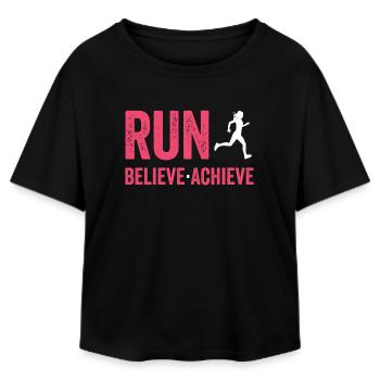 Marathon - Courir. Croire. Accomplir. - T-shirt femme coupe décontractée en coton modal Stanley/Stella - noir - Devant - AI Model Female 172 light (172cm)