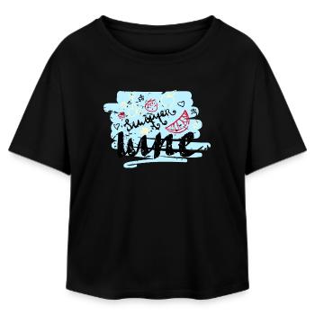 Summer Scribble Fruits - Relaxed Fit Women's Modal Cotton T-Shirt by Stanley/Stella - black - Front - AI Model Female 172 light (172cm)
