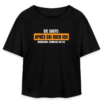 Sie sagte Apres Ski oder ich Party lustig Design - Relaxed Fit Frauen Modal Cotton T-Shirt von Stanley/Stella - Schwarz - Vorne - AI Model Female 172 light (172cm)