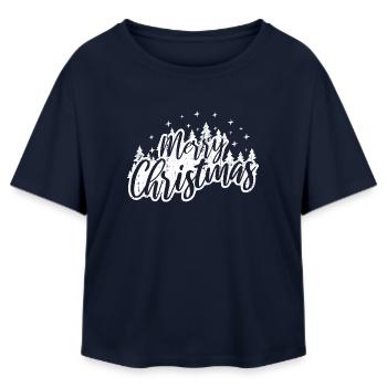 Scénario de joyeux Noël avec des arbres - T-shirt femme coupe décontractée en coton modal Stanley/Stella - marine - Devant - AI Model Female 172 light (172cm)