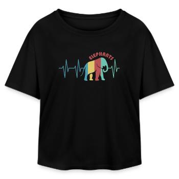 puls bunter elefant Tiere Rüssel retro Farben icon - Relaxed Fit Frauen Modal Cotton T-Shirt von Stanley/Stella - Schwarz - Vorne - AI Model Female 172 light (172cm)