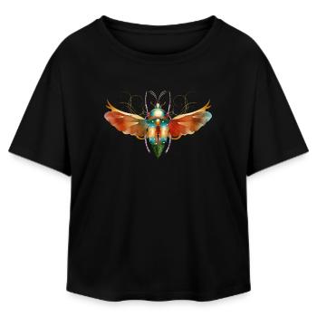imaginative colorful shimmering insect with wings - Relaxed Fit Women's Modal Cotton T-Shirt by Stanley/Stella - black - Front - AI Model Female 172 light (172cm)