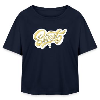 Conception de typographie Sweet Script - T-shirt femme coupe décontractée en coton modal Stanley/Stella - marine - Devant - AI Model Female 172 light (172cm)