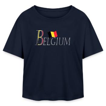 Drapeau Belgium une apparence patriotique élégante - T-shirt femme coupe décontractée en coton modal Stanley/Stella - marine - Devant - AI Model Female 172 light (172cm)