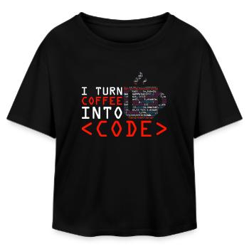Aus Kaffee Code generieren Programmierer - Relaxed Fit Frauen Modal Cotton T-Shirt von Stanley/Stella - Schwarz - Vorne - AI Model Female 172 light (172cm)
