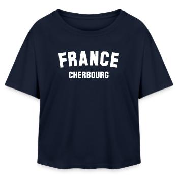 FRANCE CHERBOUG Frankreich - T-shirt femme coupe décontractée en coton modal Stanley/Stella - marine - Devant - AI Model Female 172 light (172cm)
