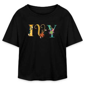 EVY Namenskunst mit gestickten Blumen - Relaxed Fit Frauen Modal Cotton T-Shirt von Stanley/Stella - Schwarz - Vorne - AI Model Female 172 light (172cm)