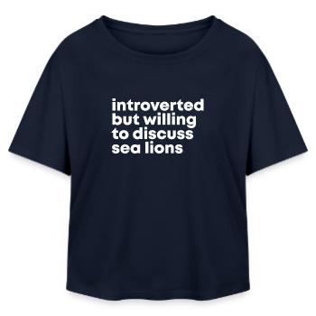 Sea Lion - Relaxed Fit Women's Modal Cotton T-Shirt by Stanley/Stella - navy - Front - AI Model Female 172 light (172cm)