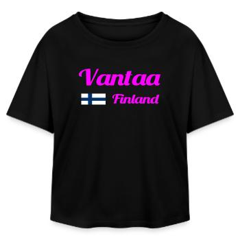 Vantaa Finnland Drucken - Relaxed Fit Frauen Modal Cotton T-Shirt von Stanley/Stella - Schwarz - Vorne - AI Model Female 172 light (172cm)