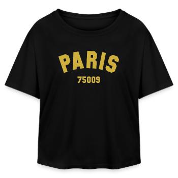 9e arrondissement de PARIS - T-shirt femme coupe décontractée en coton modal Stanley/Stella - noir - Devant - AI Model Female 172 light (172cm)