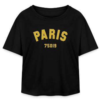 19e arrondissement de PARIS - T-shirt femme coupe décontractée en coton modal Stanley/Stella - noir - Devant - AI Model Female 172 light (172cm)