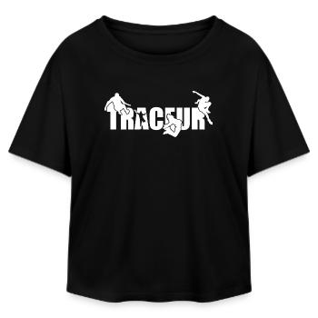 Parkour Traceur white - Relaxed Fit Women's Modal Cotton T-Shirt by Stanley/Stella - black - Front - AI Model Female 172 light (172cm)