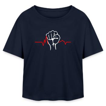 Pulsierende Faust - Relaxed Fit Frauen Modal Cotton T-Shirt von Stanley/Stella - Navy - Vorne - AI Model Female 172 light (172cm)