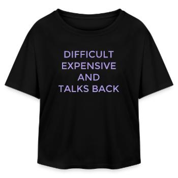 Difficult Women Expensive Clever Mouth - Relaxed Fit Women's Modal Cotton T-Shirt by Stanley/Stella - black - Front - AI Model Female 172 light (172cm)