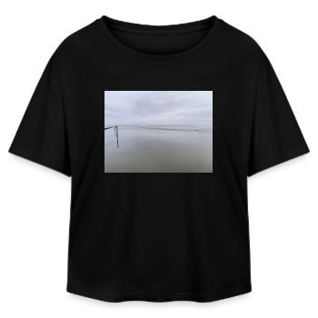 Silent seashore with sky reflection - Relaxed Fit Women's Modal Cotton T-Shirt by Stanley/Stella - black - Front - AI Model Female 172 light (172cm)