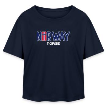 Norway - Norge - Norwegen - Flagge - Skandinavien - Relaxed Fit Frauen Modal Cotton T-Shirt von Stanley/Stella - Navy - Vorne - AI Model Female 172 light (172cm)