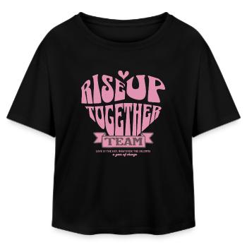 Conception de t-shirt Love Unity Heart, Levez-vous ensemble - T-shirt femme coupe décontractée en coton modal Stanley/Stella - noir - Devant - AI Model Female 172 light (172cm)