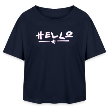 Hello lettering with color gradient - Relaxed Fit Women's Modal Cotton T-Shirt by Stanley/Stella - navy - Front - AI Model Female 172 light (172cm)