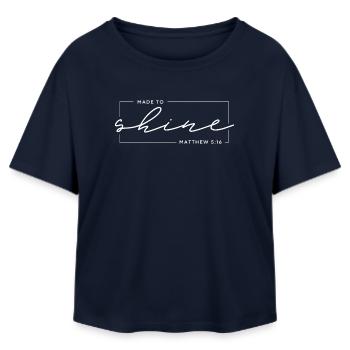 Made to Shine - Matthew 5:16 - Christian Design - Relaxed Fit Women's Modal Cotton T-Shirt by Stanley/Stella - navy - Front - AI Model Female 172 light (172cm)