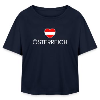 Heart with Austrian flag, Austrian pride - Relaxed Fit Women's Modal Cotton T-Shirt by Stanley/Stella - navy - Front - AI Model Female 172 light (172cm)