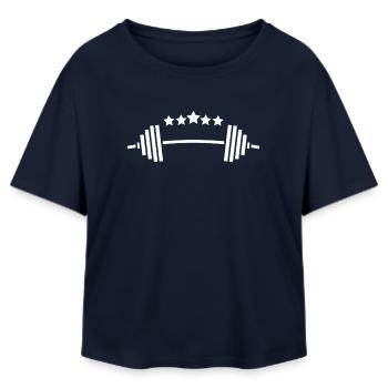 Poids et étoiles : Fitness Power Design - T-shirt femme coupe décontractée en coton modal Stanley/Stella - marine - Devant - AI Model Female 172 light (172cm)