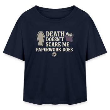 Cadavre Science Humour noir Mort Positif - T-shirt femme coupe décontractée en coton modal Stanley/Stella - marine - Devant - AI Model Female 172 light (172cm)