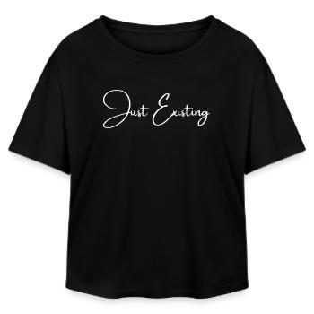 Just Existing | Greysoul Thoughts - Relaxed Fit Women's Modal Cotton T-Shirt by Stanley/Stella - black - Front - AI Model Female 172 light (172cm)