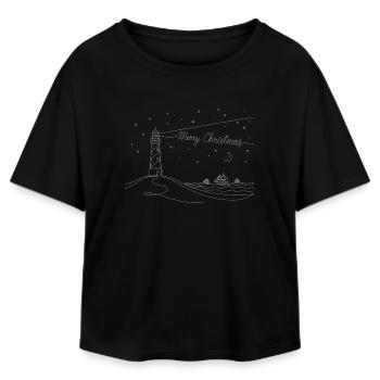 Joyeux Noël Plage du Phare & Mer - T-shirt femme coupe décontractée en coton modal Stanley/Stella - noir - Devant - AI Model Female 172 light (172cm)