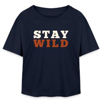 Stay Wild - Relaxed Fit Women's Modal Cotton T-Shirt by Stanley/Stella - navy - Front - AI Model Female 172 light (172cm)