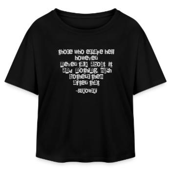 Bukowski Distressed Quote Typography - Relaxed Fit Women's Modal Cotton T-Shirt by Stanley/Stella - black - Front - AI Model Female 172 light (172cm)