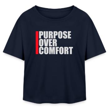Purpose Over Comfort Motivation Mindset Growth - Relaxed Fit Women's Modal Cotton T-Shirt by Stanley/Stella - navy - Front - AI Model Female 172 light (172cm)