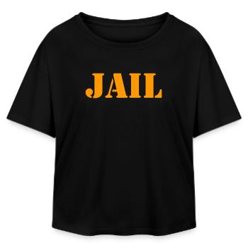 Prison du comté - Prison - Prison - Détenu - T-shirt femme coupe décontractée en coton modal Stanley/Stella - noir - Devant - AI Model Female 172 light (172cm)