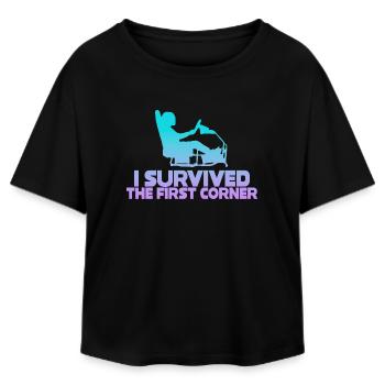 I Survived The First Corner - Relaxed Fit Women's Modal Cotton T-Shirt by Stanley/Stella - black - Front - AI Model Female 172 light (172cm)