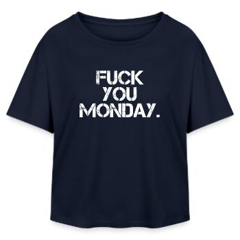 Fick dich Montag - Relaxed Fit Frauen Modal Cotton T-Shirt von Stanley/Stella - Navy - Vorne - AI Model Female 172 light (172cm)