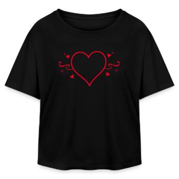 Valentines Red Heart, Valentine's Day - Relaxed Fit Women's Modal Cotton T-Shirt by Stanley/Stella - black - Front - AI Model Female 172 light (172cm)