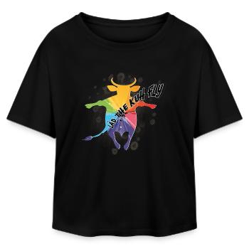 Rainbow cow in flight - Relaxed Fit Women's Modal Cotton T-Shirt by Stanley/Stella - black - Front - AI Model Female 172 light (172cm)