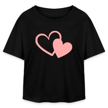 Valentines Pink Heart, Valentine's Day - Relaxed Fit Women's Modal Cotton T-Shirt by Stanley/Stella - black - Front - AI Model Female 172 light (172cm)