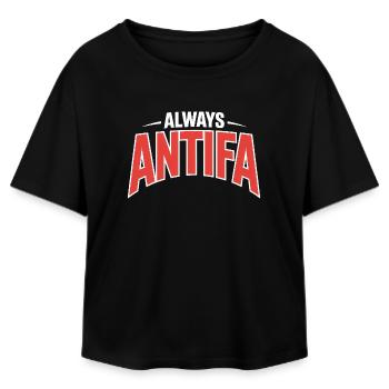 Always Antifa - Antifascist Tee - Relaxed Fit Women's Modal Cotton T-Shirt by Stanley/Stella - black - Front - AI Model Female 172 light (172cm)